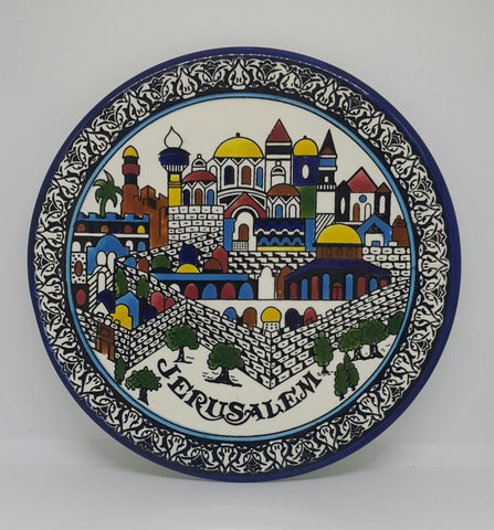 Code: 0011 -CERAMIC HANGING PLATE JERUSALEM ,27 CM